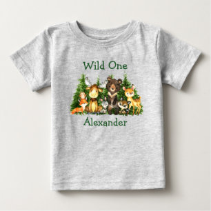 Vild 1: Träd av första födelsedag av skogsdjur T Shirt