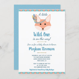 Vild 1 Tribal Boho Aztec Blue Boy Shower Inbjudningar