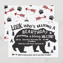 Vild 1: "Tribal Boho Bear Birthday bjudande"! Inbjudningar