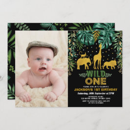 Vild 1 Tropical Jungle Safari 1:a födelsedagen Par Inbjudningar