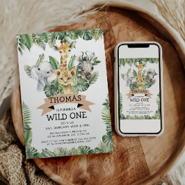 Vild 1 Tropical Jungle Safari Birthday Inbjudningar