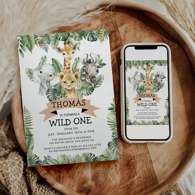 Vild 1 Tropical Jungle Safari Birthday Inbjudningar (Skapare uppladdad)
