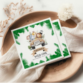 Vild 1 Tropical Jungle Safari Birthday Pappersservett