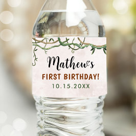 Vild 1 Tropical Safari Första födelsedag Vattenflaskor Etikett