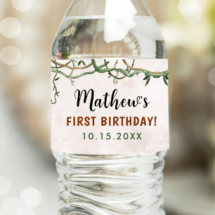 Vild 1 Tropical Safari Första födelsedag Vattenflaskor Etikett