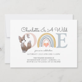 Vild 1 Watercolor Rainbow Girl's First Birthday Inbjudningar