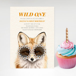 Vild 1 Wildblomsolglasögon Fox-Födelsedagsfest Inbjudningar