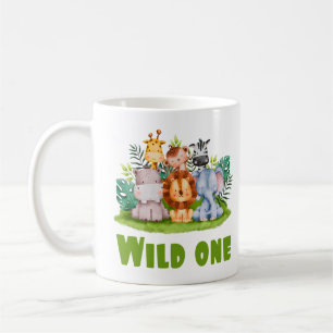 Vild 1 Zoo Birthday Safari Jungle Animal Baby Kaffemugg