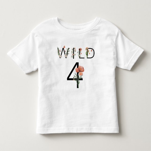 Vild 4 Wildblommor 4e födelsedagen T Shirt (Framsida)