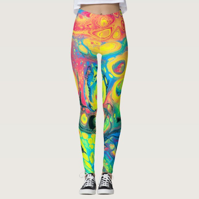 Vild Abstrakt för akrylfluid Art Leggings (Framsida)