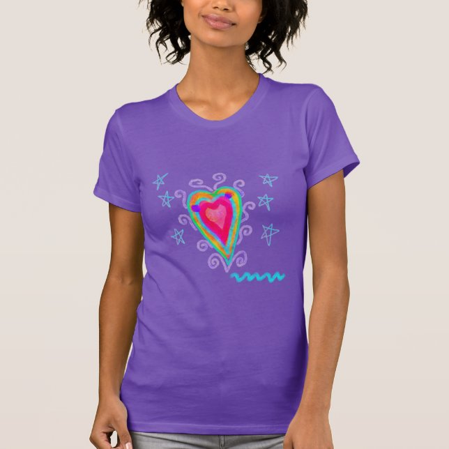 Vild Abstrakt Hjärtkonst att Bära T Shirt (Framsida)