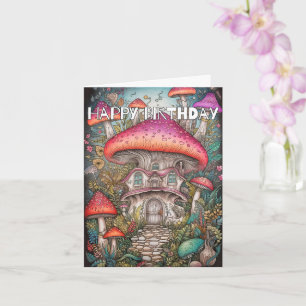 Vild Abstrakt Mushroom Illustration Birthday Kort