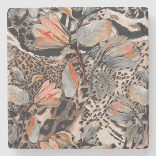 Vild African Animal Skin Mönster Stenunderlägg (Framsidan)