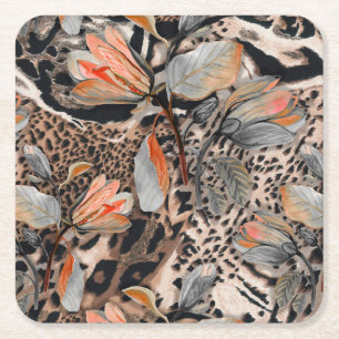 Vild African Animal Skin Mönster Underlägg Papper Kvadrat
