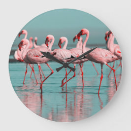 Vild African flamingos Stor Klocka