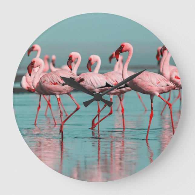 Vild African flamingos Stor Klocka (Framsida)
