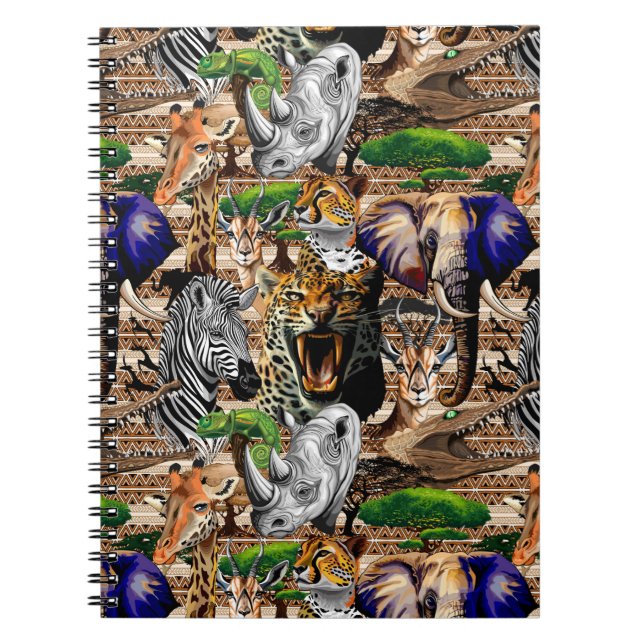 Vild African Savanna Animals Anteckningsbok (Framsidan)