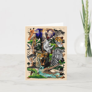Vild African Savanna Animals Anteckningskort