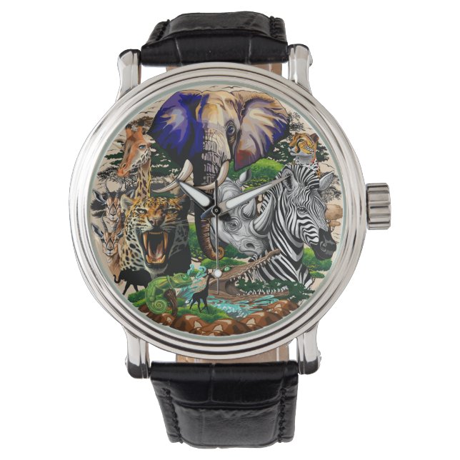 Vild African Savanna Animals Armbandsur (Framsida)