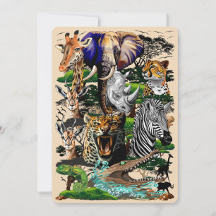 Vild African Savanna Animals Inbjudningar