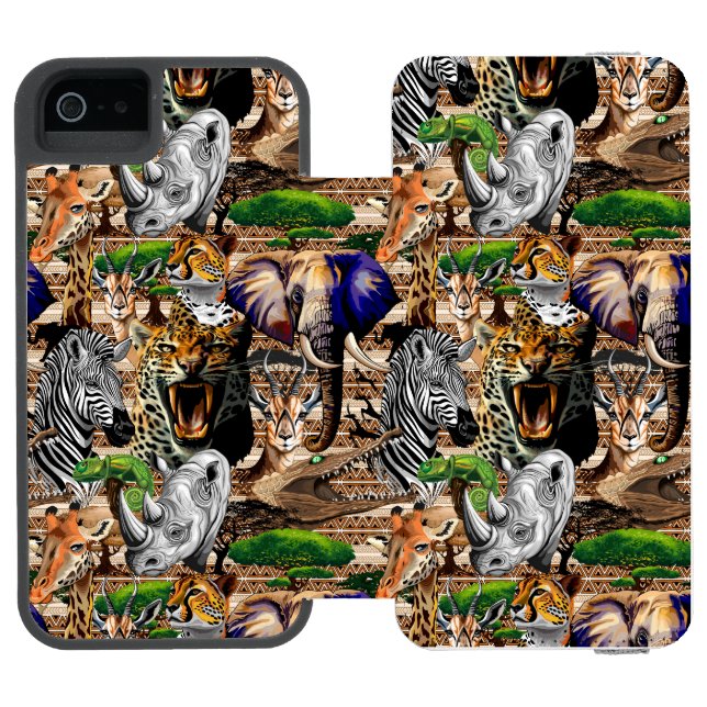 Vild African Savanna Animals Incipio iPhone Wallet Skal (Folio Öppen)