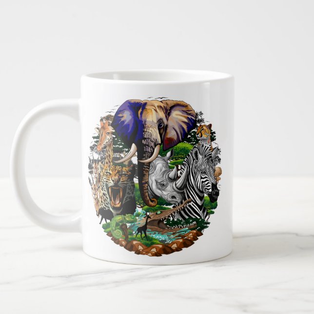 Vild African Savanna Animals Jumbo Mugg (Vänster)
