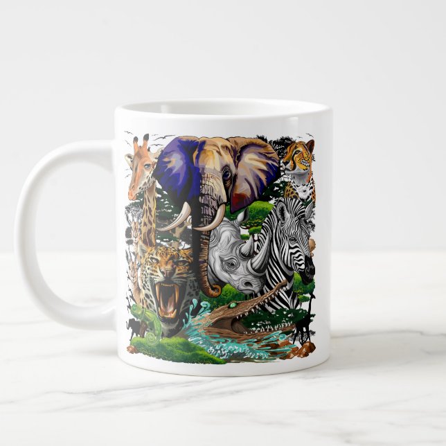 Vild African Savanna Animals Jumbo Mugg (Vänster)