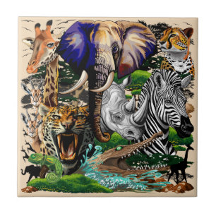 Vild African Savanna Animals Kakelplatta