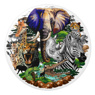 Vild African Savanna Animals Knopp