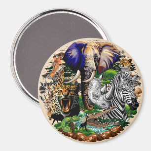 Vild African Savanna Animals Magnet
