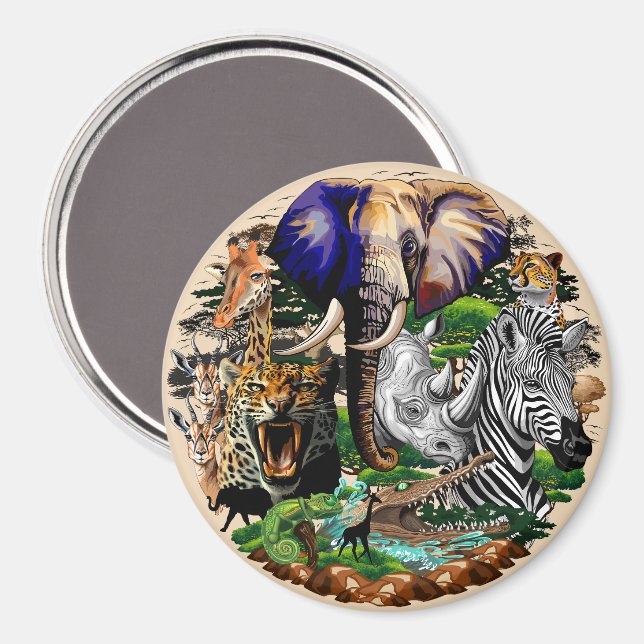 Vild African Savanna Animals Magnet (Front/Back)