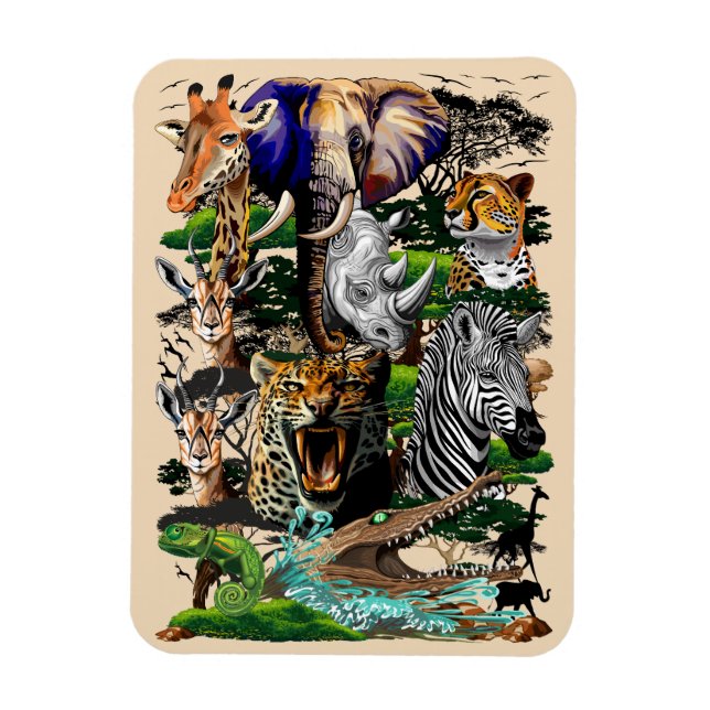Vild African Savanna Animals Magnet (Vertikal)