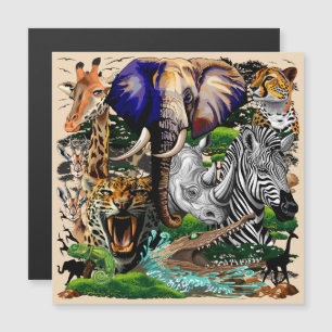 Vild African Savanna Animals Magnetisk Inbjudningskort