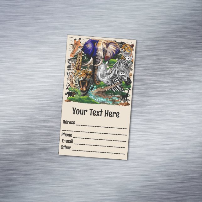 Vild African Savanna Animals Magnetiska Visitkort (In Situ)