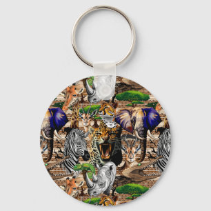 Vild African Savanna Animals Nyckelring