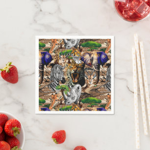 Vild African Savanna Animals Pappersservett
