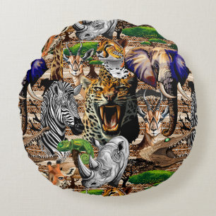 Vild African Savanna Animals Rund Kudde