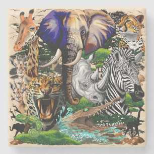 Vild African Savanna Animals Stenunderlägg