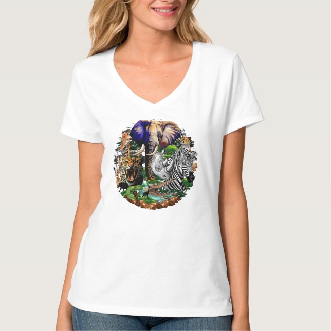 Vild African Savanna Animals T Shirt (Framsida)