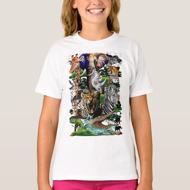 Vild African Savanna Animals T Shirt (Framsida)