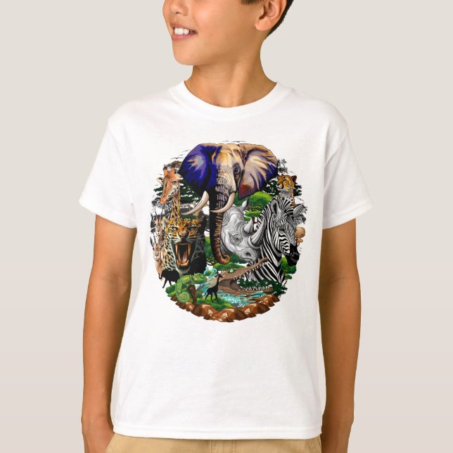 Vild African Savanna Animals T Shirt (Framsida)