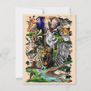 Vild African Savanna Animals Vykort