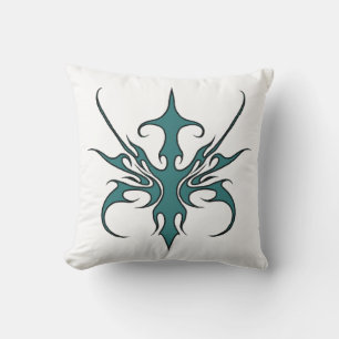 Vild Akvamarin Tribal Linje Konst Illustration Kudde