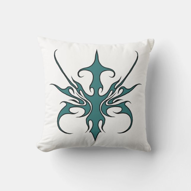 Vild Akvamarin Tribal Linje Konst Illustration Kudde (Framsida)