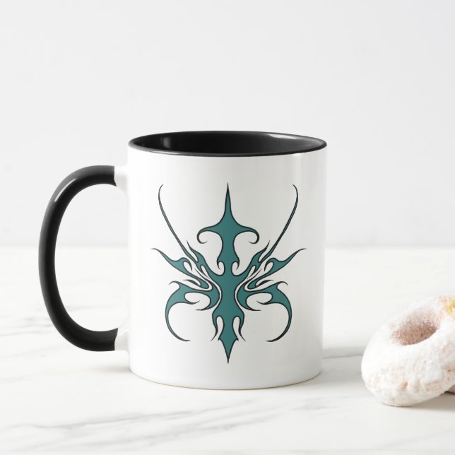 Vild Akvamarin Tribal Linje Konst Illustration Mugg (Med munk)