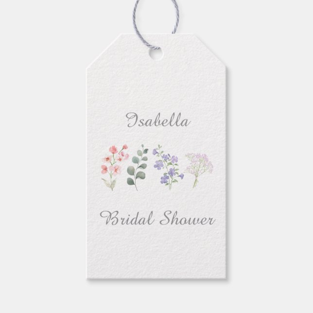 Vild Akvarellblomma Boho Bröllopsdusch Presentetikett (Framsidan)