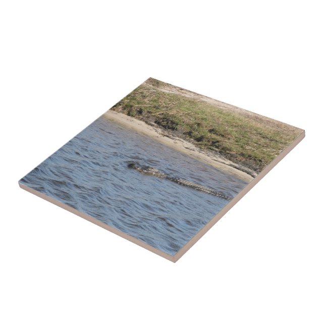 Vild Alligator Fauna vid flodbanken  Kakelplatta (Sidan)