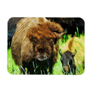 Vild American Bison with Calf Abstrakt Magnet