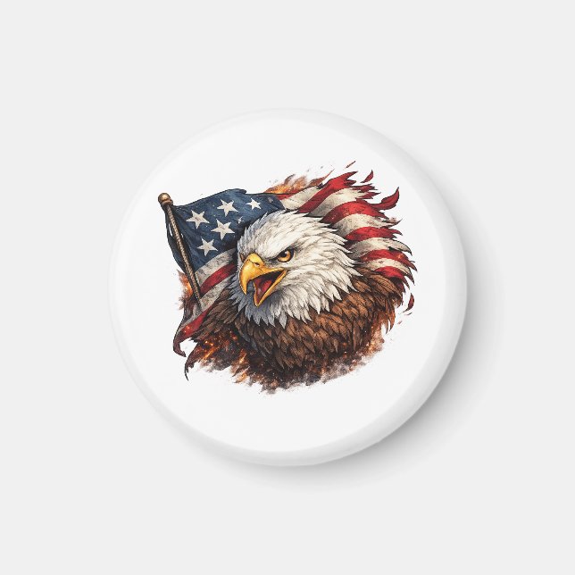 Vild Amerikansk Örn – Patriotisk Kraftdesign Magnet (Framsidan)