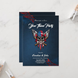 Vild, amerikansk skalle med baseball fladdermus. inbjudningar